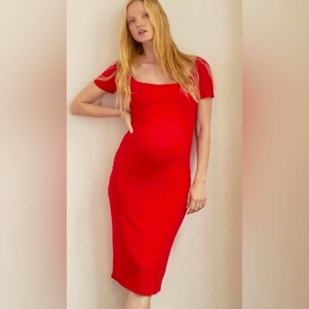 NWT Hatch The Body Cap Sleeve Dress in Rouge in Size Medium